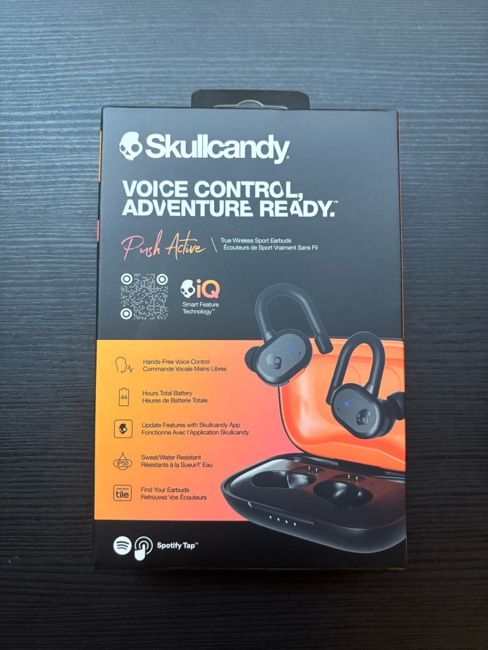 Skullcandy Push Active True Wireless Sport Earbuds — Black with Orange Accents